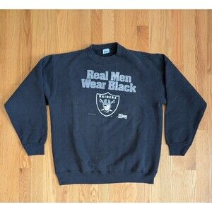 Vintage Los Angeles Raiders Sweatshirt Real Men Wear Black Salem USA Made L 90"s